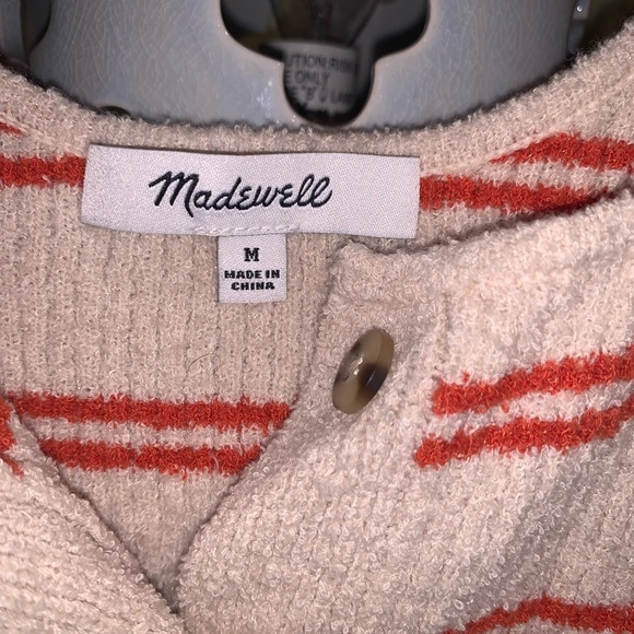 Madewell Cream / Rust Kingston Button-Front Striped Sweater Tank Size M Used - Picture 5 of 10